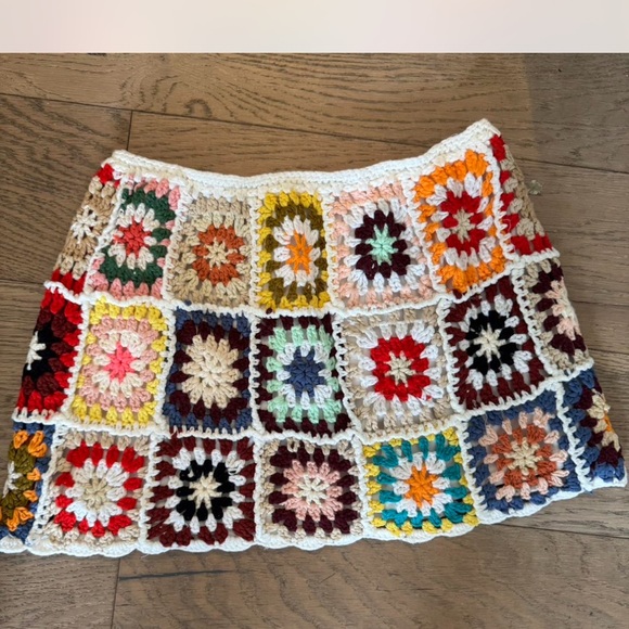 Dresses & Skirts - Handmade Multicolor Crochet Granny Square Mini Skirt